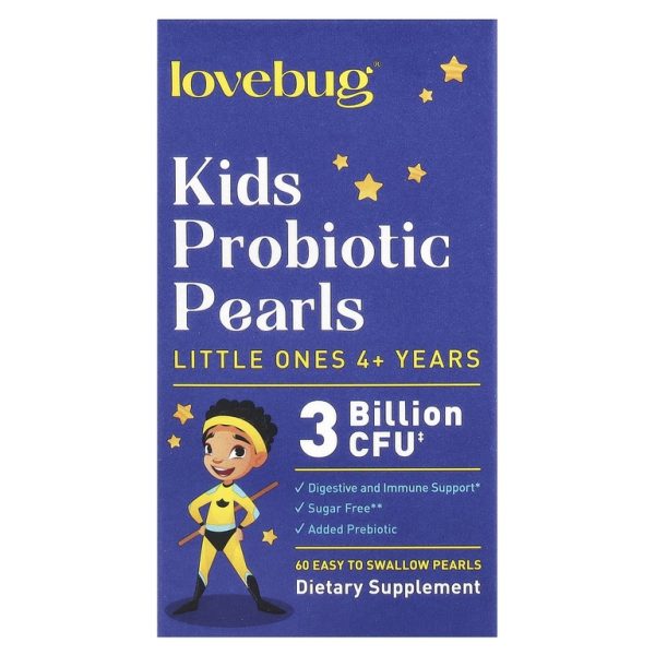 LoveBug Probiotics, Пробиотики для детей, для детей от 4 лет, 3 млрд КОЕ, 60 шт. Жемчуга, который легко глотать