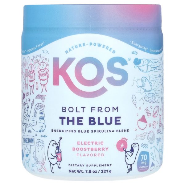 KOS, Bolt from the Blue, бодрящая смесь голубой спирулины, со вкусом ягод ягод, 237 г (8,36 унции)