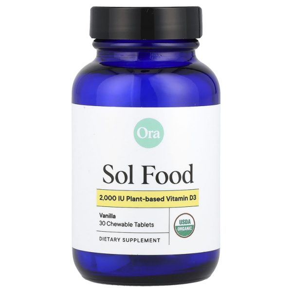 Ora, Sol Food, растительный витамин D3, ваниль, 2000 МЕ, 30 жевательных таблеток (Товар снят с продажи)
