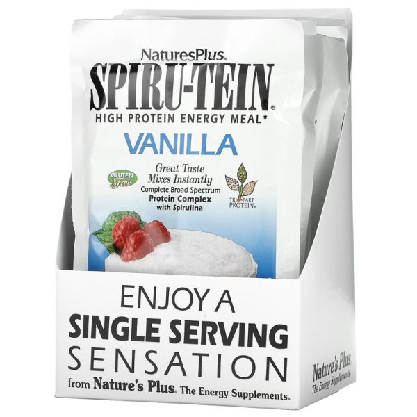 NaturesPlus, Spiru-Tein, энергетическая добавка с высоким содержанием протеина, со вкусом ванили, 8 пакетиков по 34 г (1,2 унции)