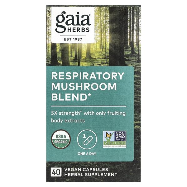 Gaia Herbs, Смесь респираторных грибов, 40 веганских капсул