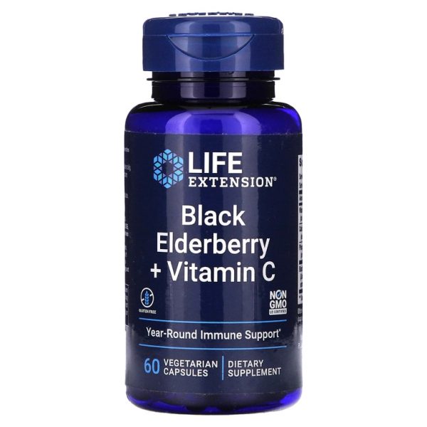 Life Extension, черная бузина с витамином C, 60 вегетарианских капсул