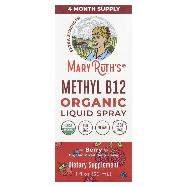 MaryRuth's, Органический метил B12, жидкий спрей, повышенная сила действия, ягоды, 1500 мкг, 30 мл (1 жидк. Унция)