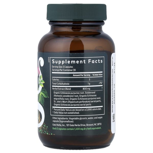 Gaia Herbs, эхинацея и желтокорень, 60 веганских жидких фито-капсул