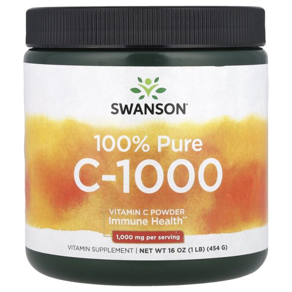 Swanson, 100% Pure C-1000, витамин C в порошке, 454 г (16 унций)