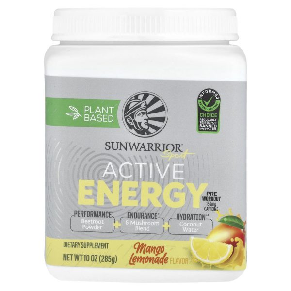 Sunwarrior, Sport, активная энергия, перед тренировками, манго и лимонад, 285 г (10 унций)