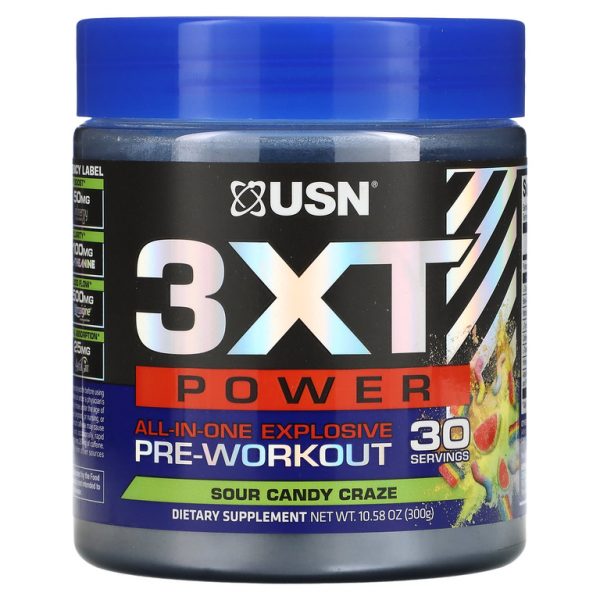 USN, 3 XT Power, универсальное средство для приема перед тренировкой, со вкусом кислых конфет, 300 г (10,58 унции) (Товар снят с продажи)