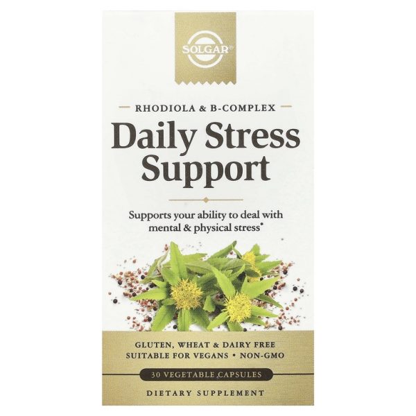 Solgar, Daily Stress Support, поддержка от ежедневного стресса, родиола и комплекс витаминов группы B, 30 растительных капсул