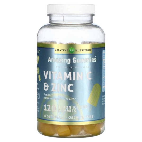 Amazing Nutrition, Amazing Gummies, витамин C и цинк, со вкусом лимонного мороженого, 120 жевательных таблеток (Товар снят с продажи)
