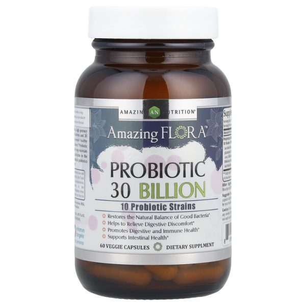Amazing Nutrition, Amazing Flora ™, пробиотик, 30 млрд КОЕ, 60 растительных капсул