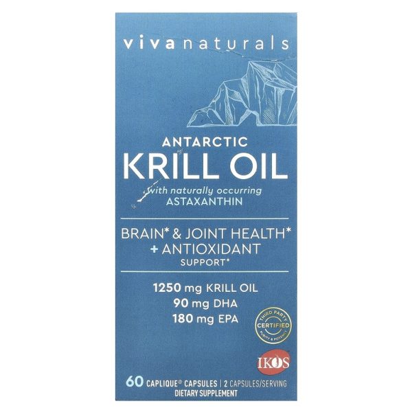 Viva Naturals, масло антарктического криля с астаксантином, 60 капсул Caplique