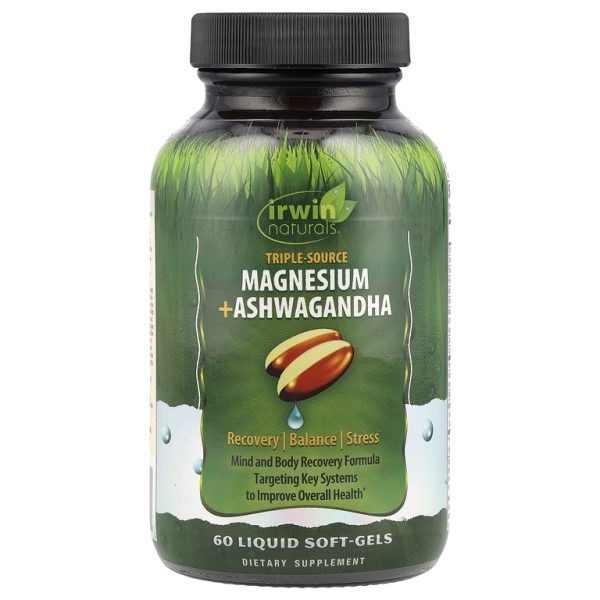 Irwin Naturals, Triple Source Magnesium + ашваганда, 60 мягких таблеток