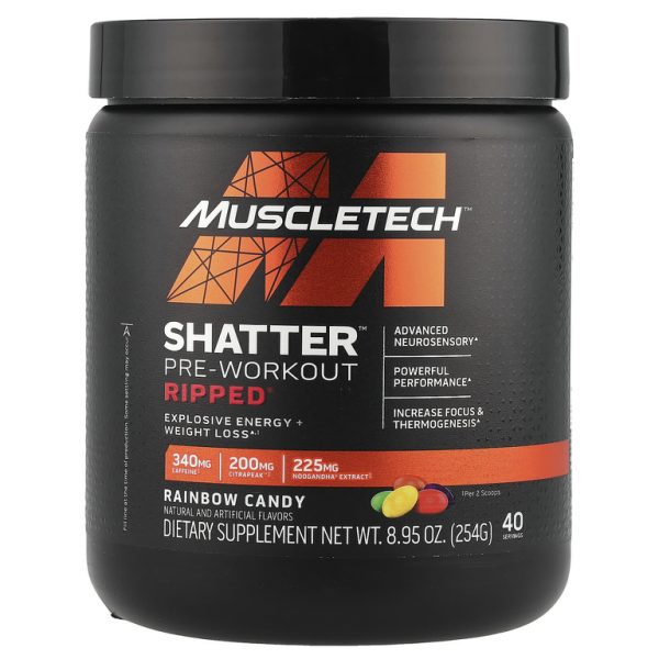 MuscleTech, Shatter Pre-Workout, Ripped, радужные конфеты, 254 г (8,95 унции) (Товар снят с продажи)