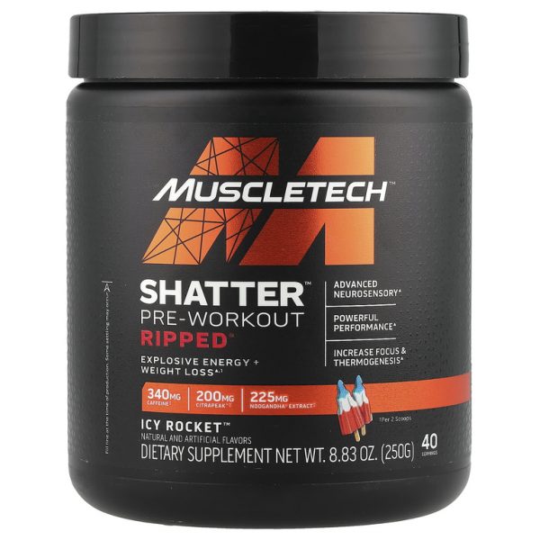 MuscleTech, Shatter Pre-Workout Ripped, Icy Rocket, 250 г (8,83 унции) (Товар снят с продажи)