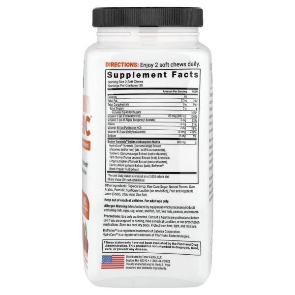 Force Factor, Better Turmeric®, куркумин повышенной силы действия и суперфуды, с фруктовым вкусом, 60 жевательных таблеток