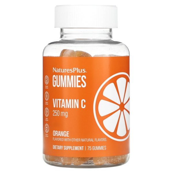 NaturesPlus, Жевательные мармеладки с витамином C, апельсин, 75 жевательных таблеток (125 мг в 1 жевательной мармеладке)