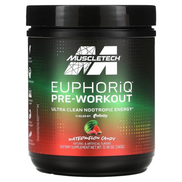 MuscleTech, предтренировочный комплекс EuphoriQ®, арбузный леденец, 342 г (12,06 унции) (Товар снят с продажи)
