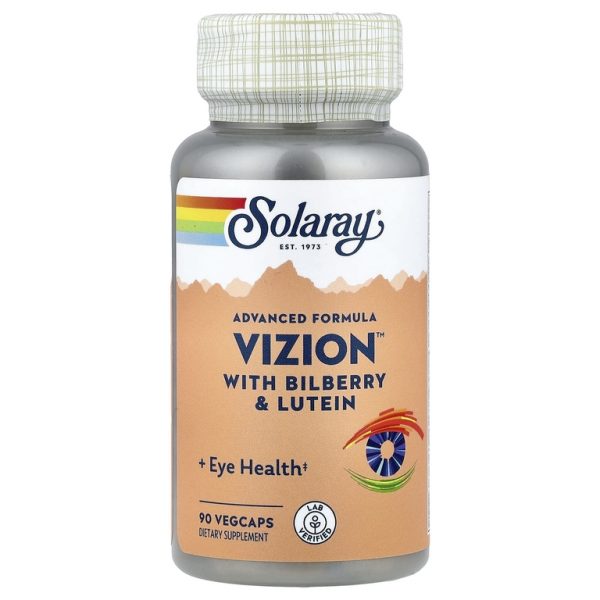 Solaray, Advanced Formula Vizion ™ с черникой и лютеином, 90 растительных капсул