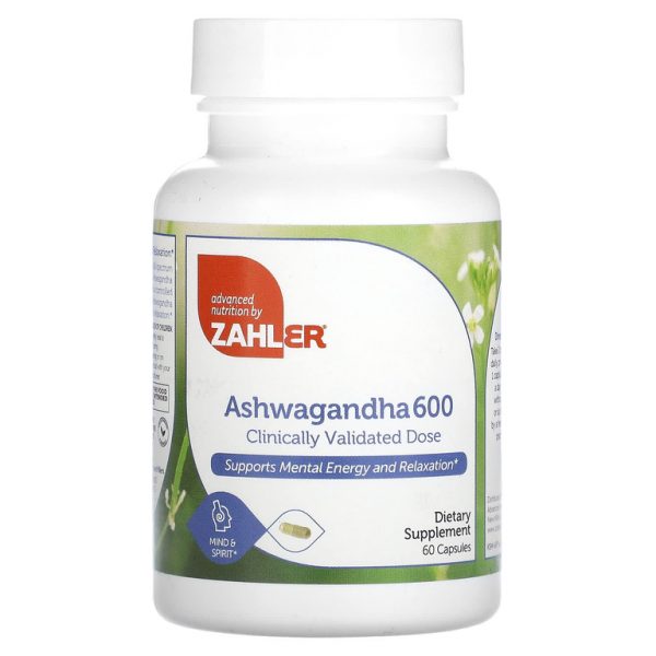 Zahler, Ashwagandha 600, клинически подтвержденная доза, поддерживает умственную энергию и расслабление, 600 мг, 60 капсул (300 мг в каждой капсуле)