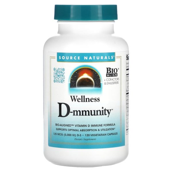 Source Naturals, Wellness D-mmunity™, 5000 МЕ, 120 вегетарианских капсул (2500 МЕ в 1 капсуле)