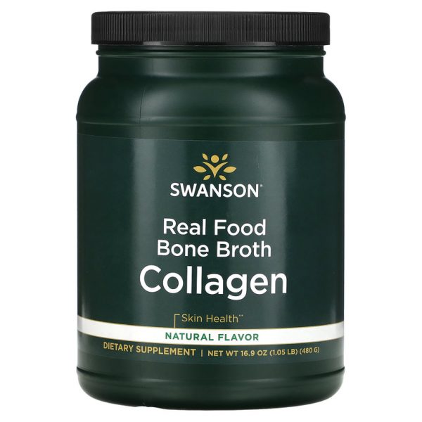 Swanson, Real Food Bone Broth Collagen, натуральный, 480 г (1,05 фунта)