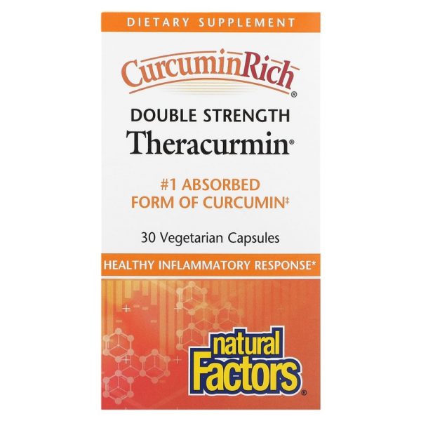 Natural Factors, Теракурмин, двойная сила действия, 60 мг, 30 вегетарианских капсул