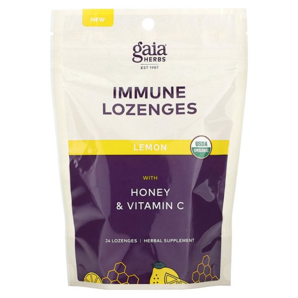 Gaia Herbs, Леденцы для иммунитета, лимон`` 24 пастилки (Товар снят с продажи)