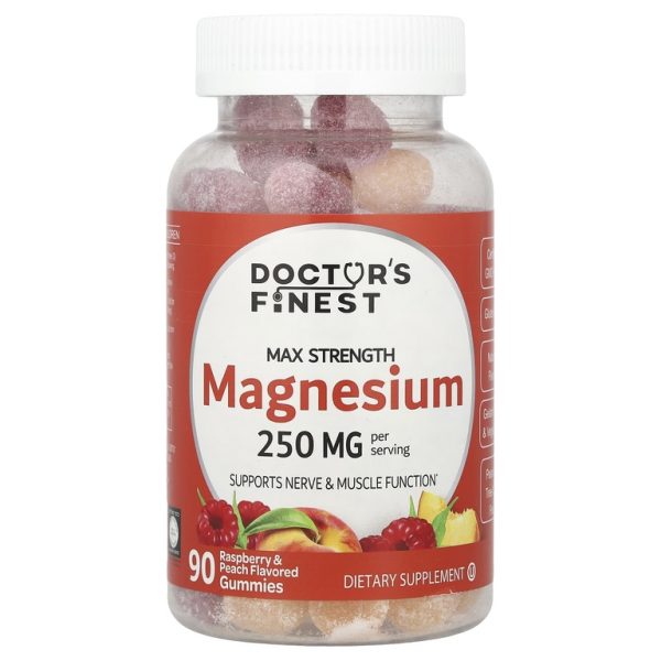 Doctor's Finest, Магний, малина и персик, 90 жевательных мармеладок (83 мг в 1 жевательной мармеладке)