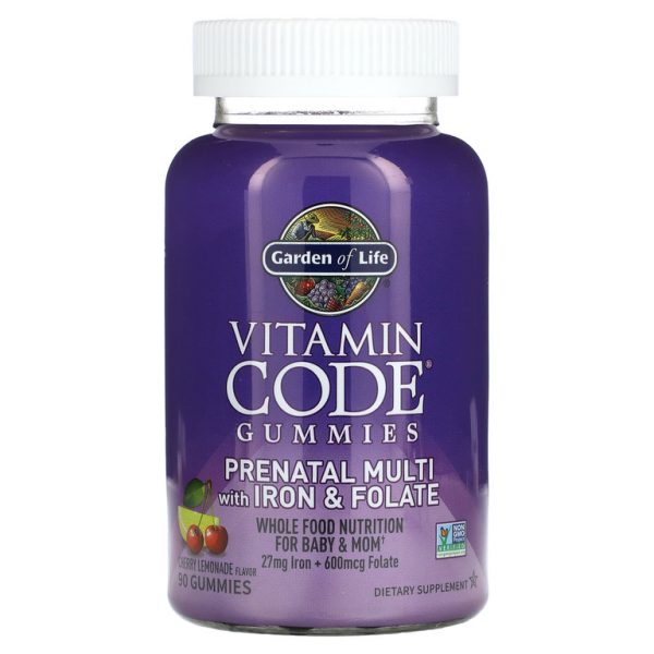 Garden of Life, Vitamin Code, жевательные таблетки для беременных, мультивитамины с железом и фолатом, вишневый лимонад, 90 жевательных таблеток