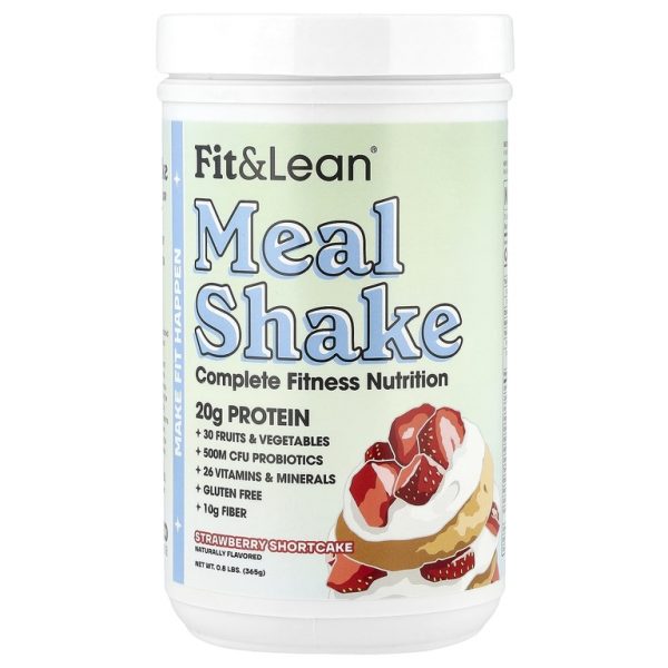 Fit & Lean, Meal Shake, Complete Fitness Nutrition, клубничное песочное печенье, 365 г (0,8 фунта)