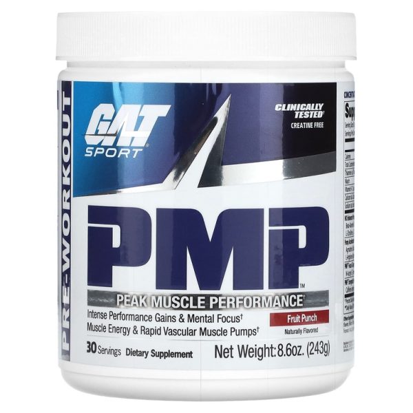 GAT, PMP, без СТМ, Peak Muscle Performance, со вкусом фруктового пунша, 243 г (8,6 унции)