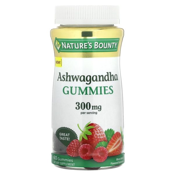 Nature's Bounty, Ашваганда, ягодное ассорти, 60 жевательных мармеладок (150 мг в 1 жевательной мармеладке)