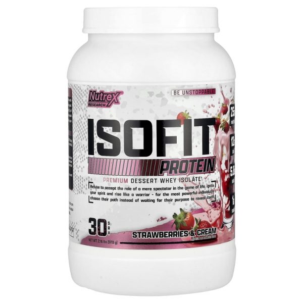 Nutrex Research, IsoFit® Protein, со вкусом клубники и сливок, 978 г (2,16 фунта)