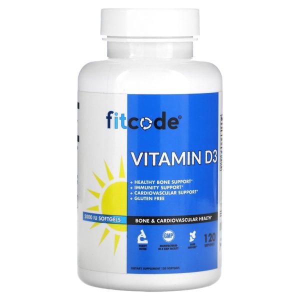 fitcode, Витамин D3, 5000 МЕ, 120 мягких таблеток (Товар снят с продажи)