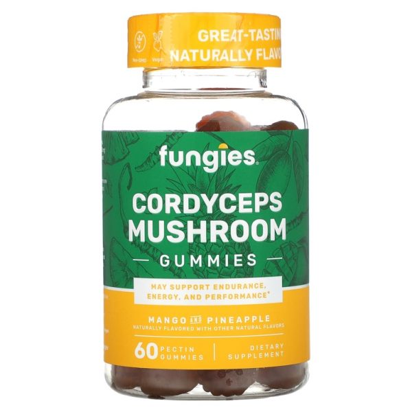 Fungies, жевательные таблетки с грибом кордицепсом, манго и ананас, 60 пектиновых жевательных таблеток (50 мг в 1 таблетке)