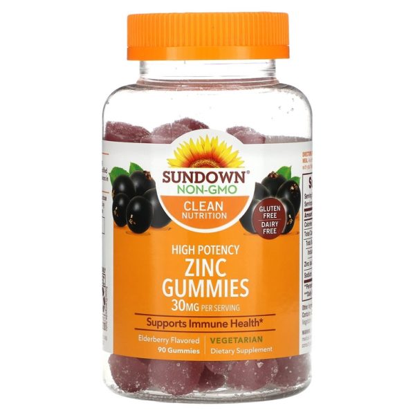 Sundown Naturals, жевательные таблетки с цинком, высокая эффективность, бузина, 30 мг, 90 жевательных таблеток (15 мг в 1 жевательной таблетке) (Товар снят с продажи)