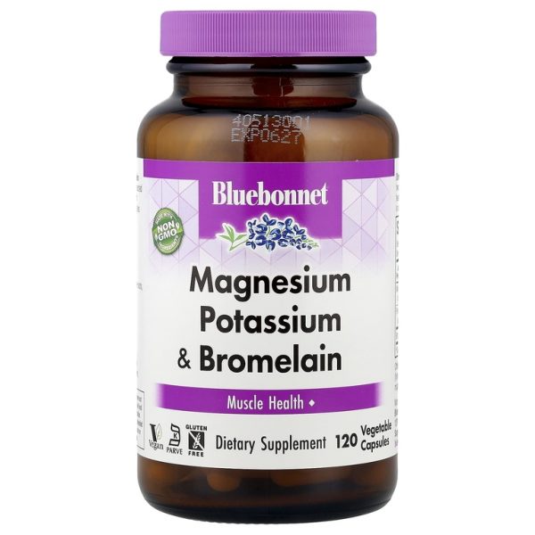 Bluebonnet Nutrition, Магний, калий и бромелаин, 120 растительных капсул