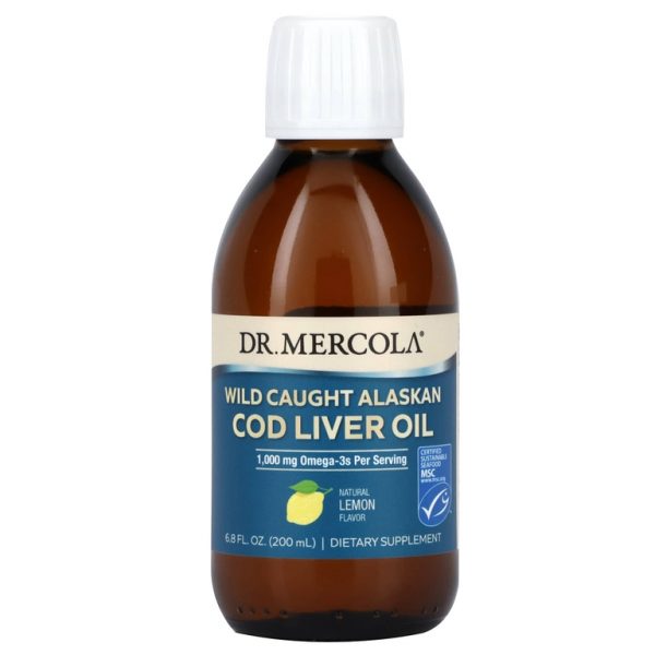 Dr. Mercola, жир печени дикого улова аляскинской трески, лимон, 200 мл (6,8 жидк. унции) (1000 мг на порцию)