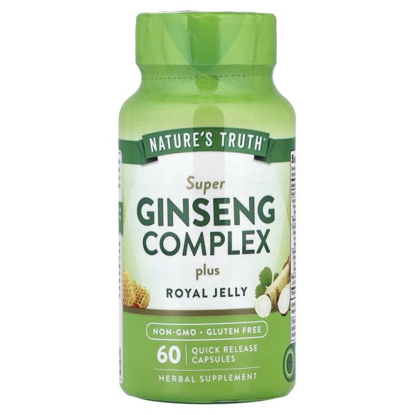 Nature's Truth, Super Ginseng Complex Plus, маточное молочко, 60 капсул с быстрым высвобождением