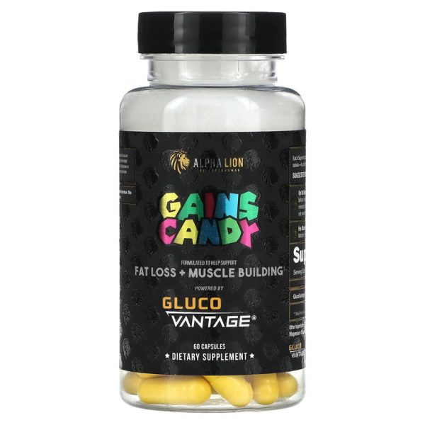 ALPHA LION, Gains Candy, Gluco Vantage, 60 капсул (100 мг в одной капсуле)