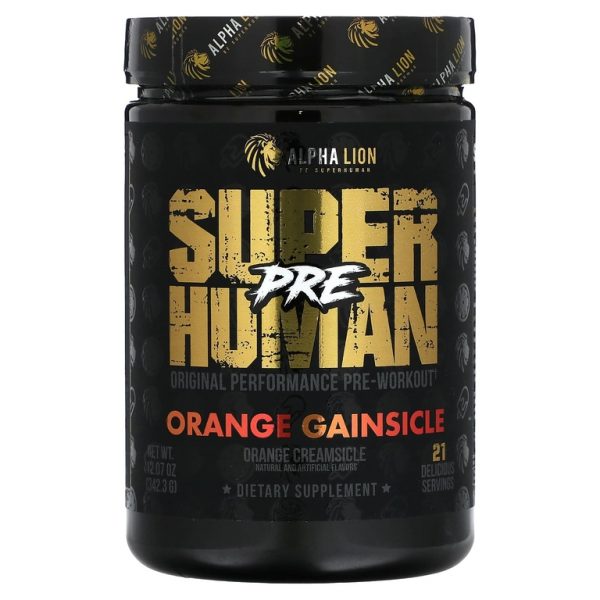 ALPHA LION, SuperHuman Pre, Orange Gainsicle, апельсиновый крем, 342,3 г (12,07 унции) (Товар снят с продажи)