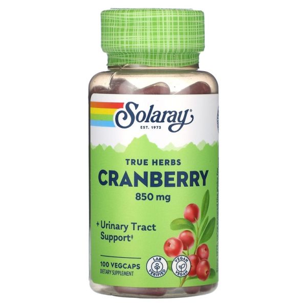 Solaray, True Herbs, клюква, 100 растительных капсул (425 мг на капсулу)