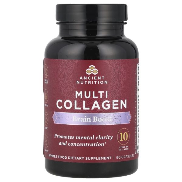 Ancient Nutrition, Multi Collagen, Brain Boost, 90 капсул