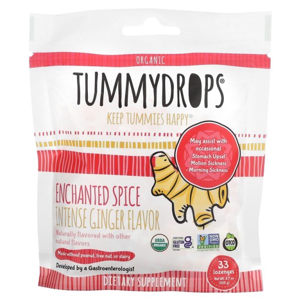 Tummydrops, органический имбирь в форме специй, 33 пастилки