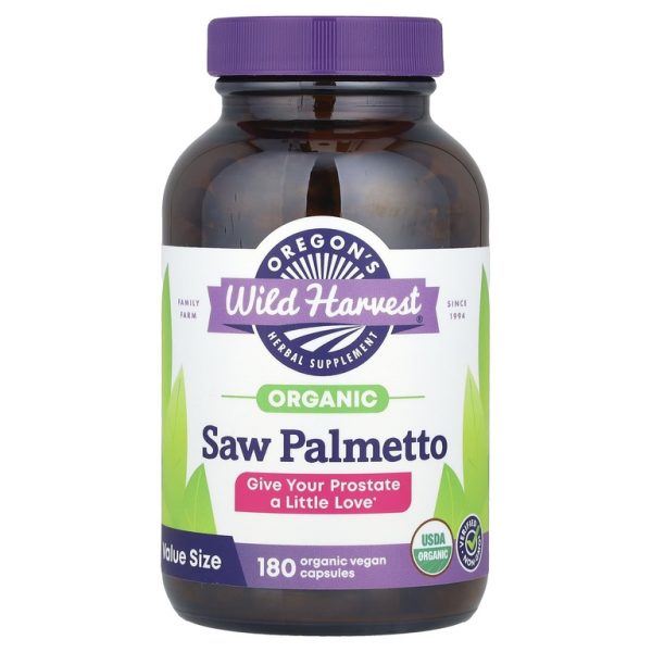 Oregon's Wild Harvest, Saw Palmetto, 180 органических веганских капсул (585 мг в каждой капсуле)