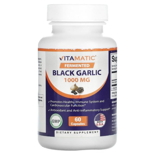 Vitamatic, Ферментированный черный чеснок, 60 капсул (500 мг на капсулу)