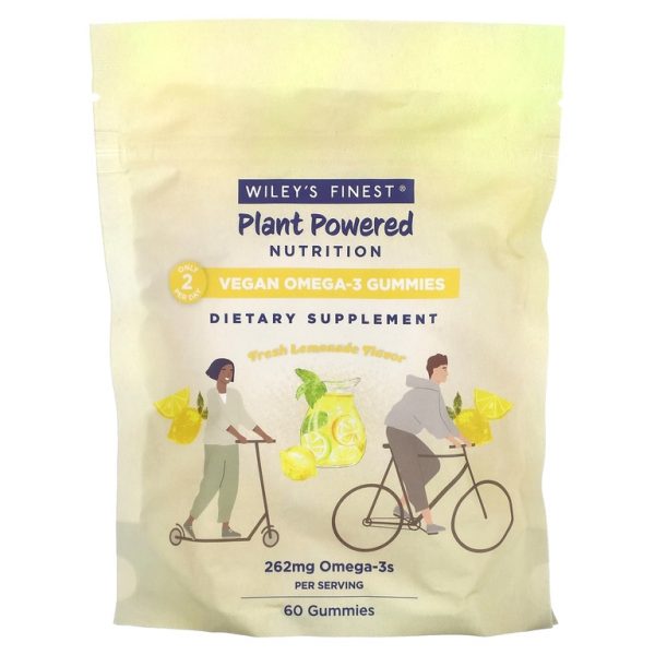 Wiley's Finest, Plant Powered Nutrition, веганские жевательные таблетки омега-3, со вкусом свежего лимонада, 262 мг, 60 жевательных таблеток (131 мг в 1 жевательной таблетке)
