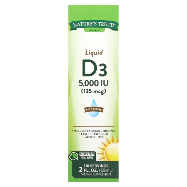 Nature's Truth, Vitamins, жидкий D3, 125 мкг (5000 МЕ), 59 мл (2 жидк. унц.)
