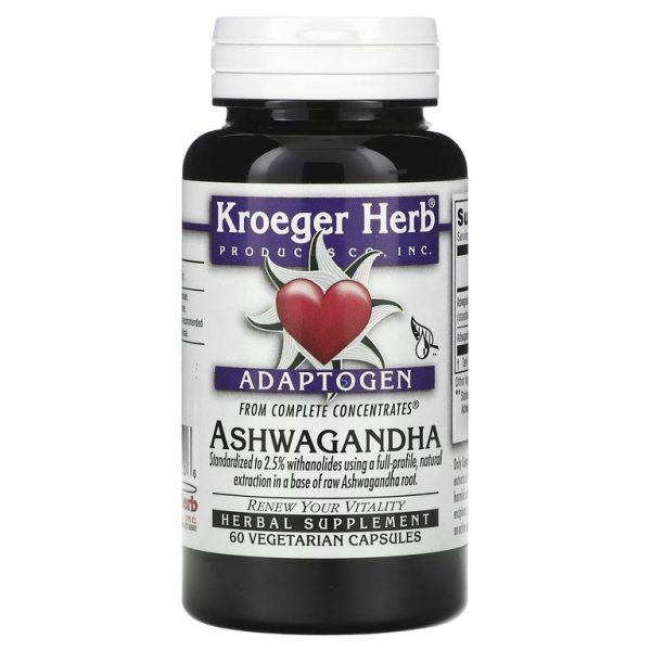 Kroeger Herb Co, Ашваганда, 60 вегетарианских капсул (225 мг на капсулу)