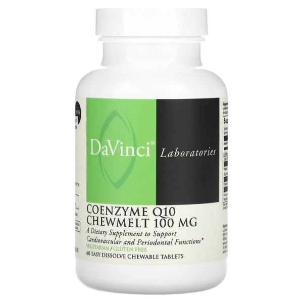 DaVinci Laboratories, Жевательный порошок коэнзим Q10, 100 мг, 60 легко растворяющихся жевательных таблеток